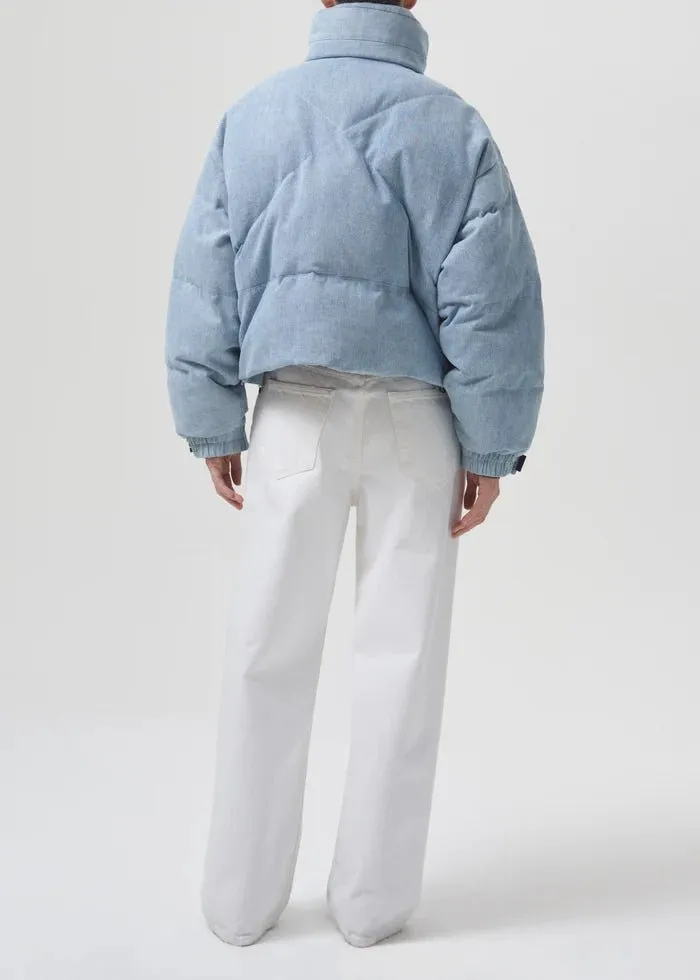 Agolde - Nova Denim Puffer in Marbled Indigo