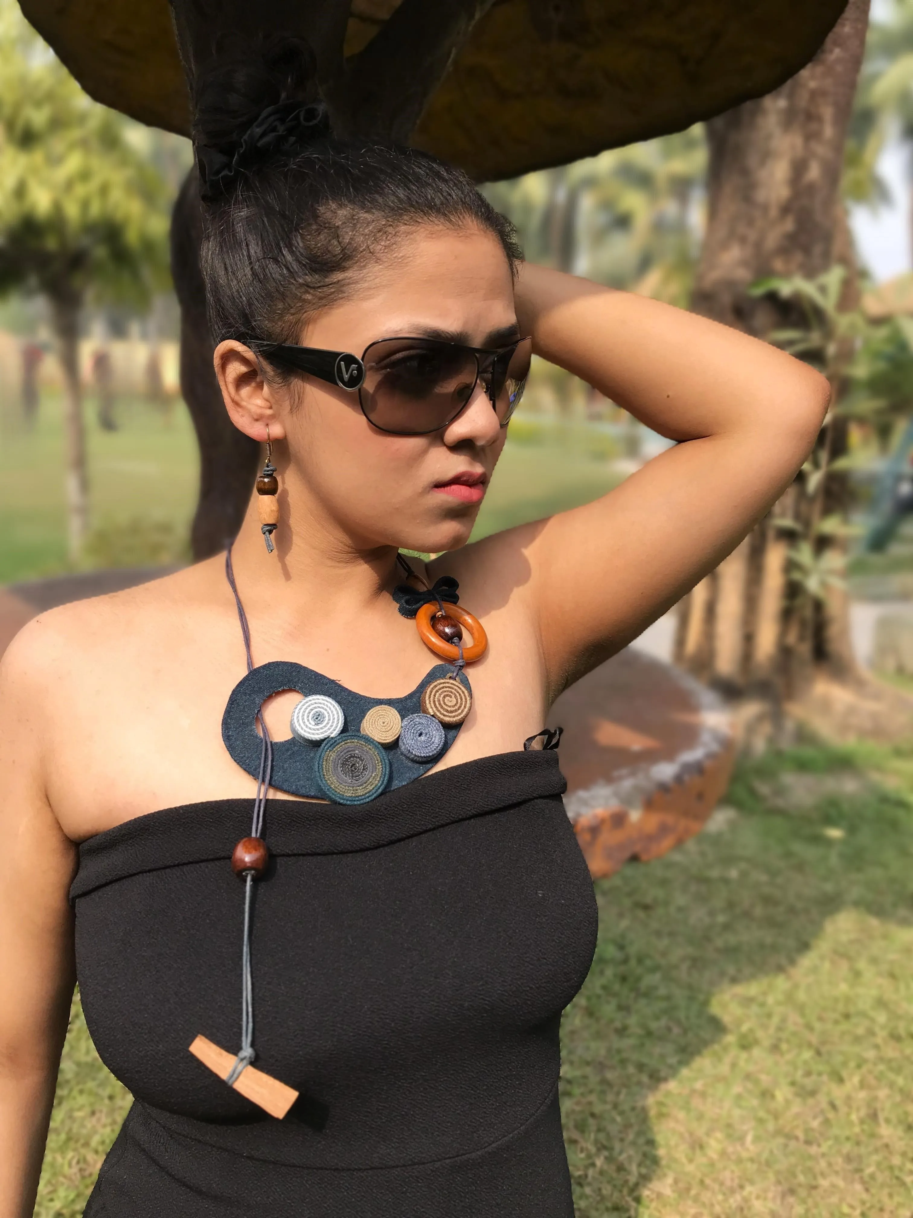 Angelina Denim Necklace & Earrings set