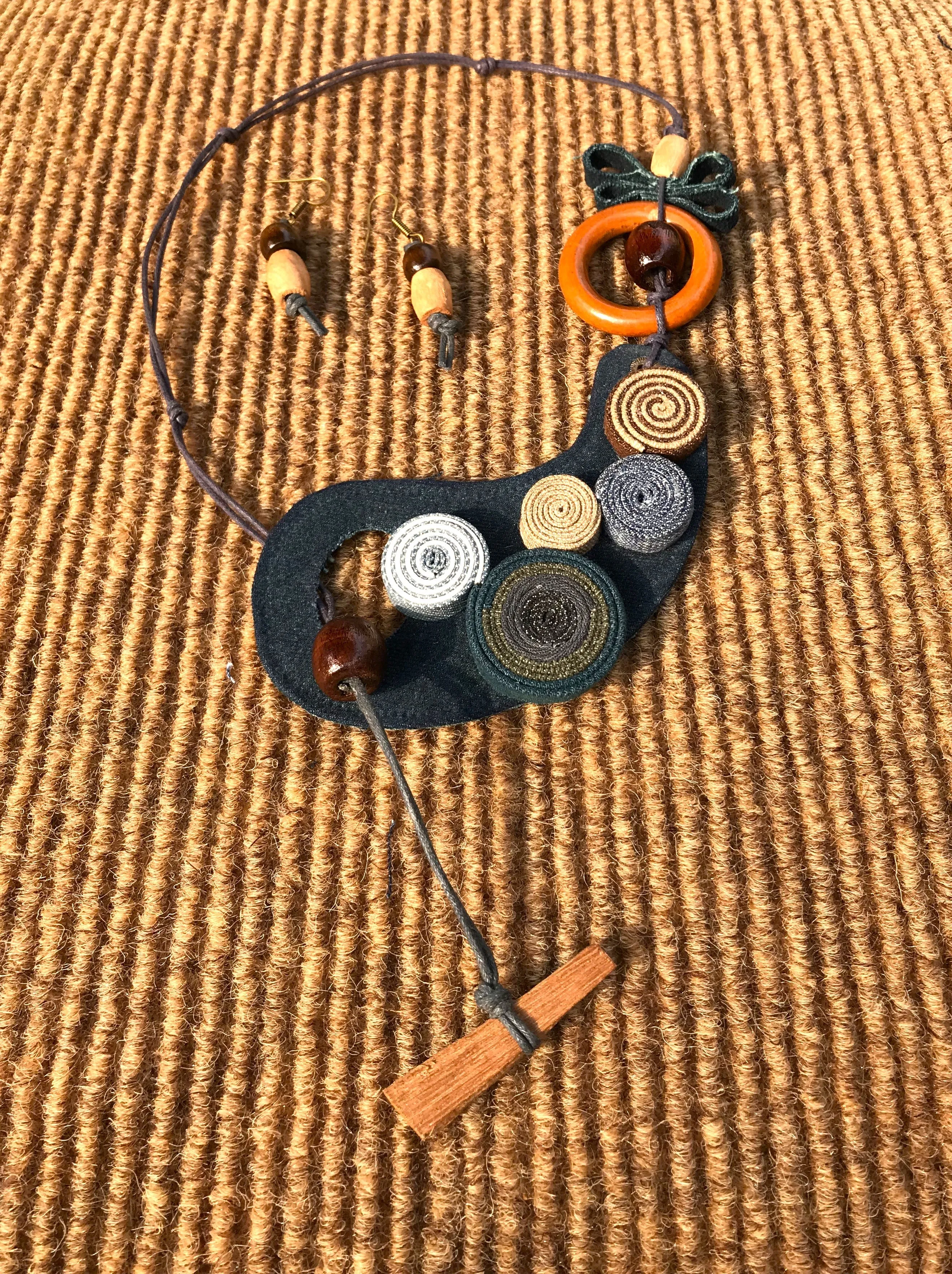 Angelina Denim Necklace & Earrings set