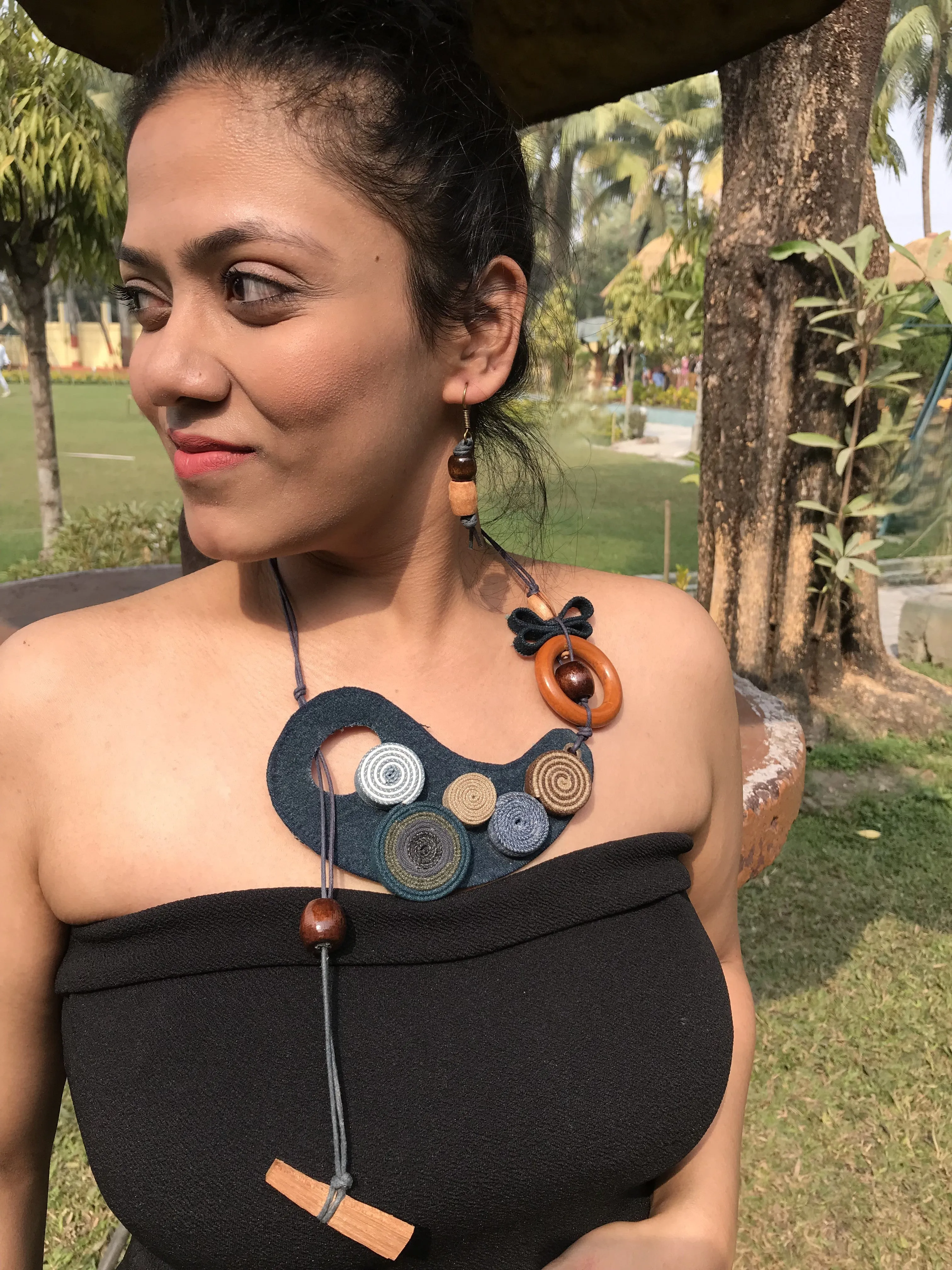 Angelina Denim Necklace & Earrings set
