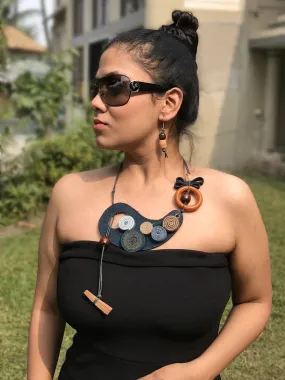 Angelina Denim Necklace & Earrings set