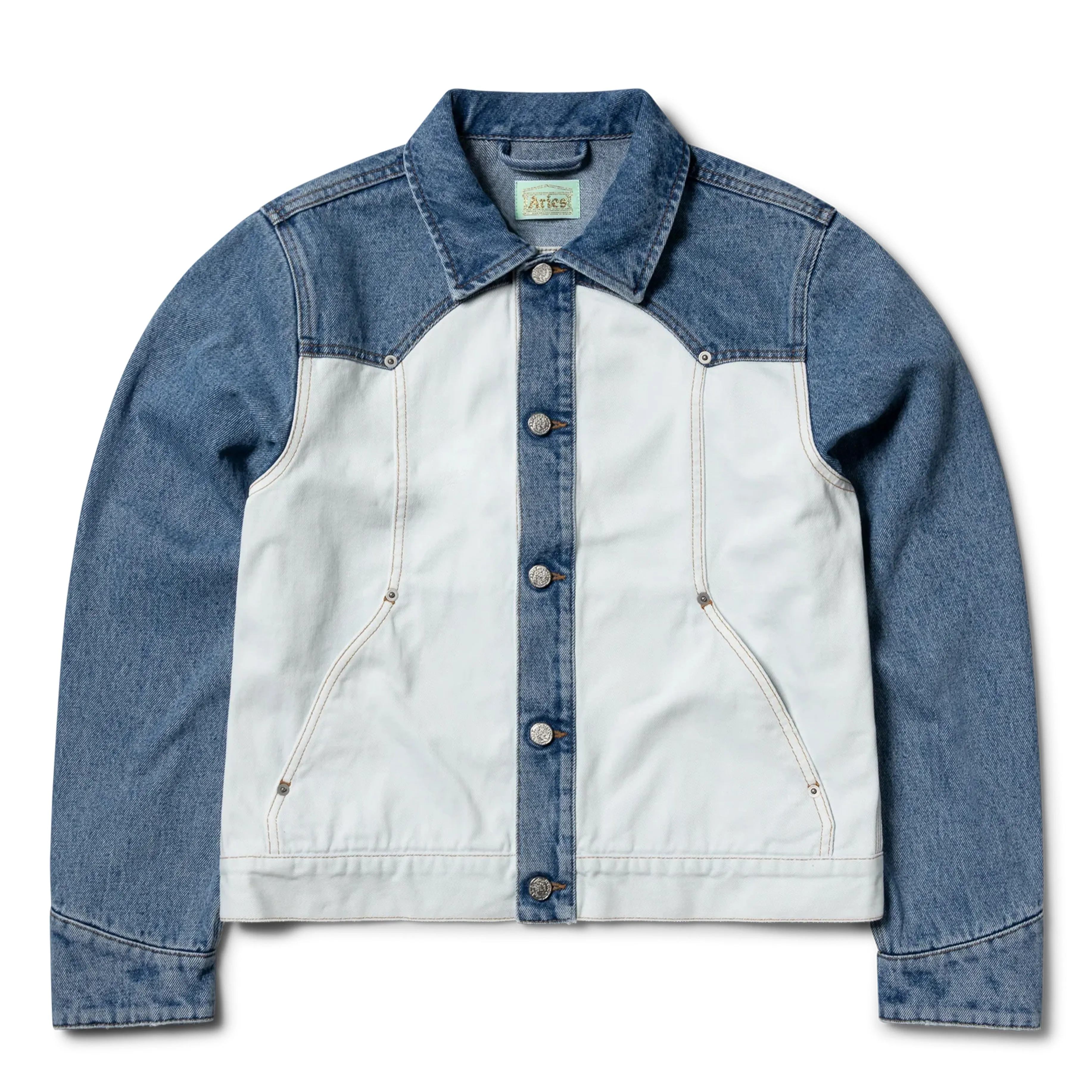 Aries Womens Patchwork Western Carpenter Jacket Blue / White