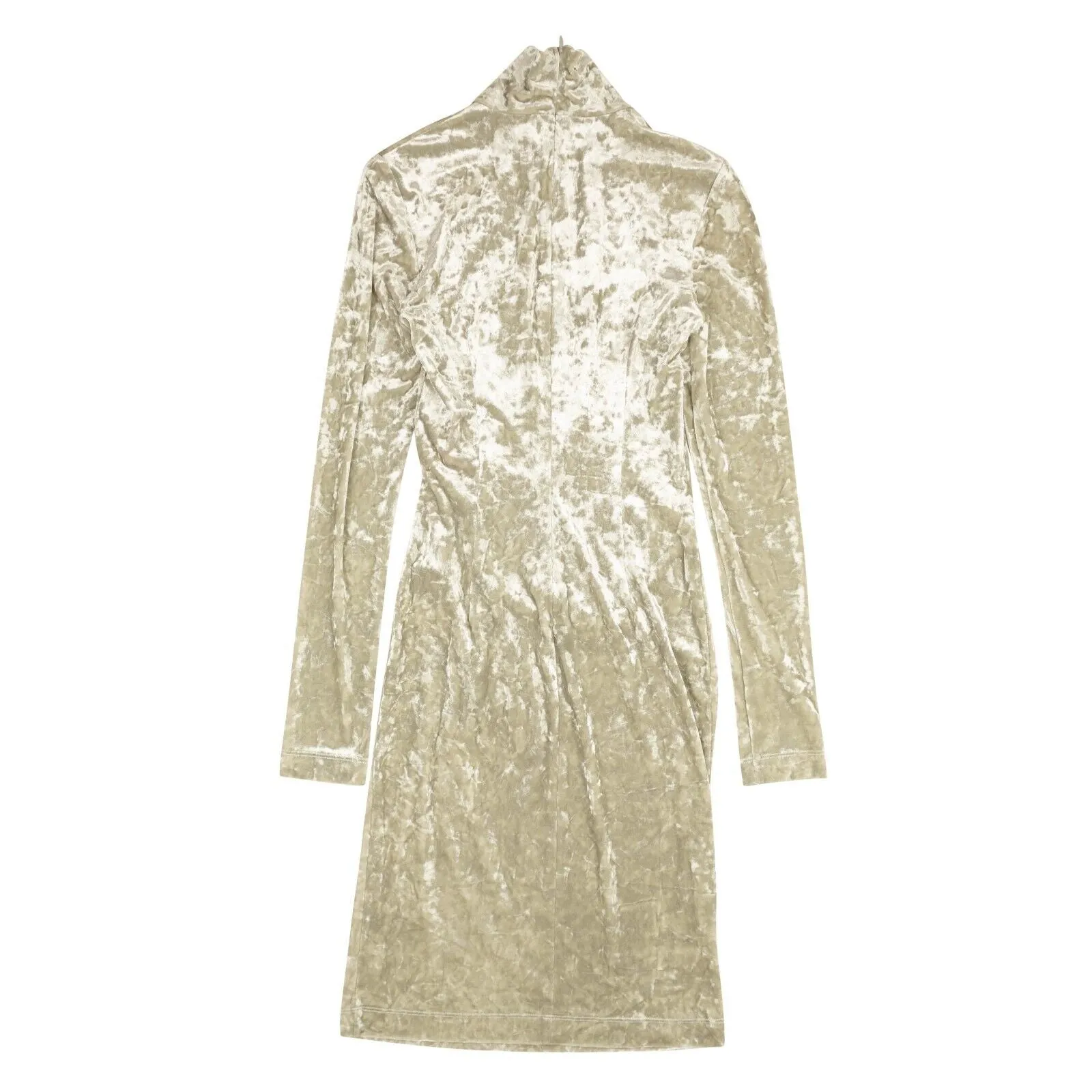 Beige Velvet Fitted Dress
