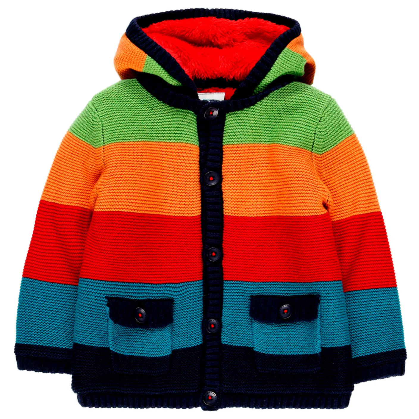 BOBOLI Funky Stripes Sweater with Removable Hood