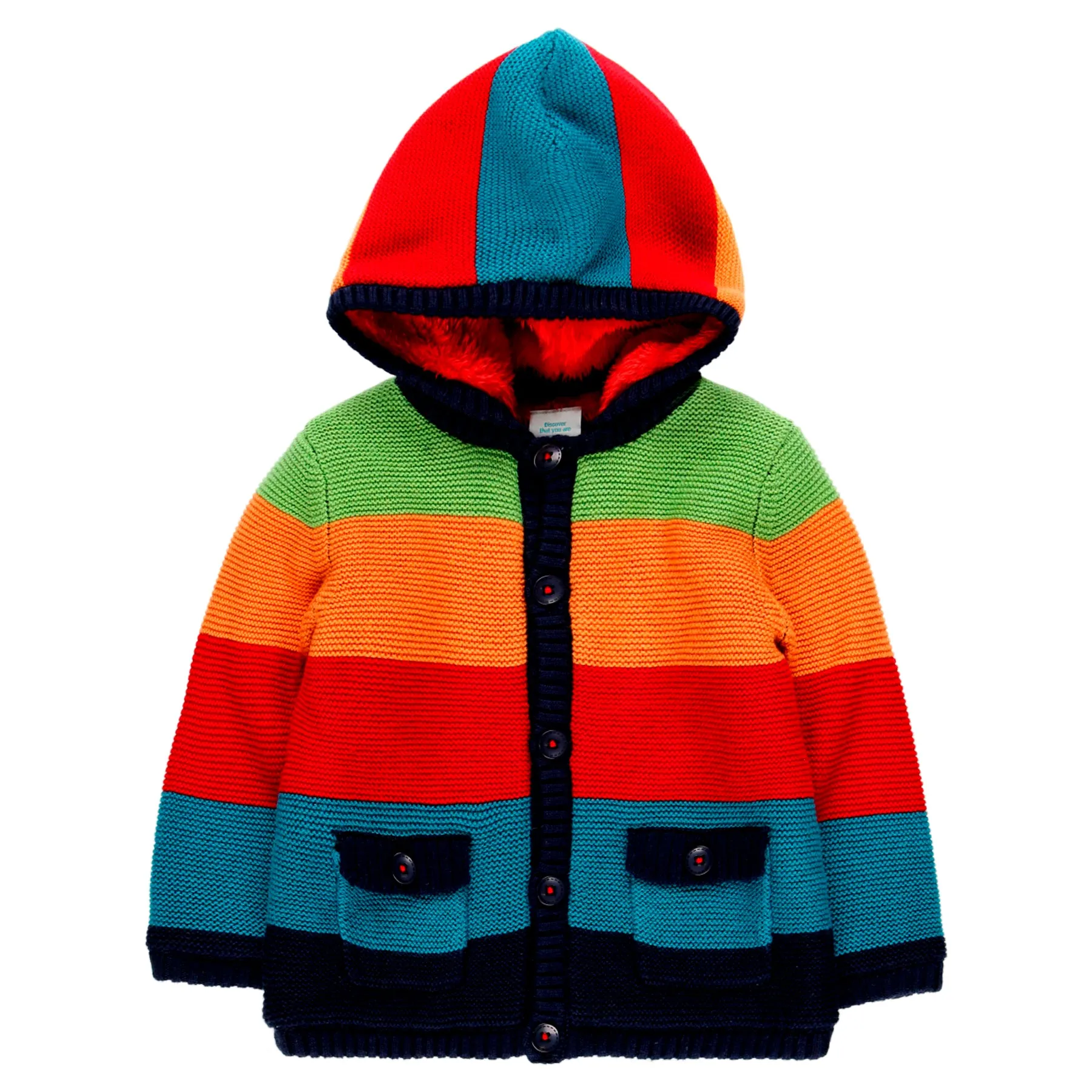 BOBOLI Funky Stripes Sweater with Removable Hood