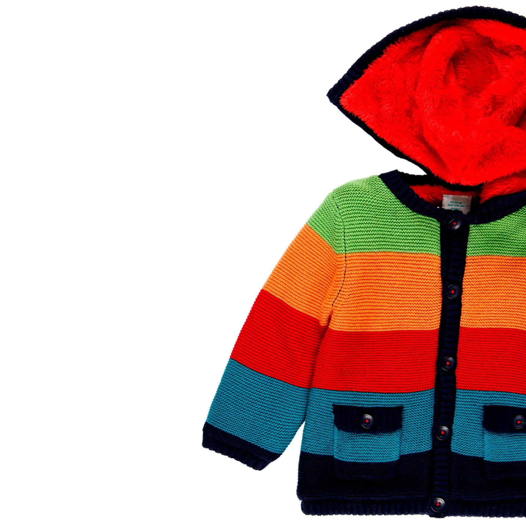 BOBOLI Funky Stripes Sweater with Removable Hood