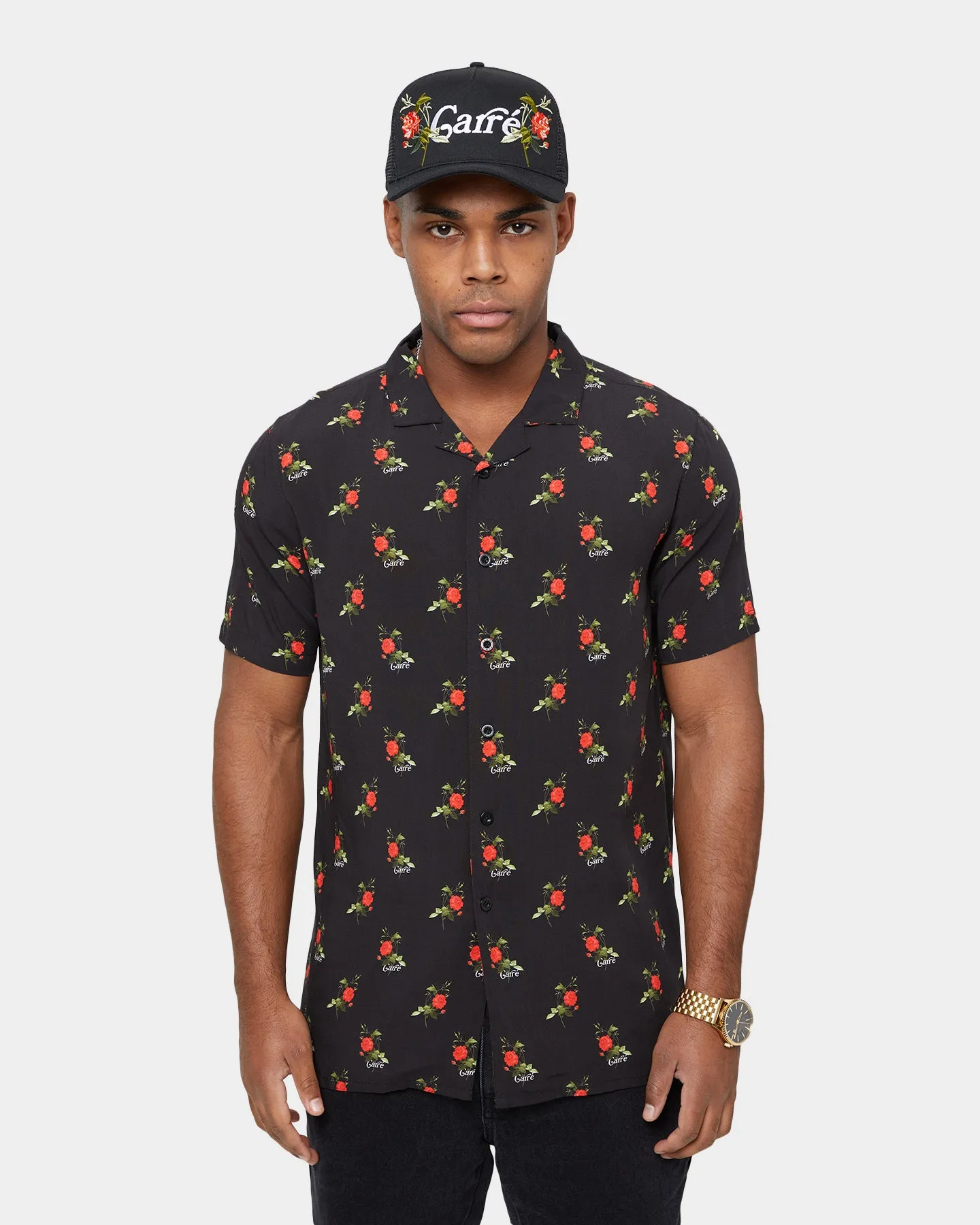 Carré Ament Short Sleeve Button Up Shirt Black