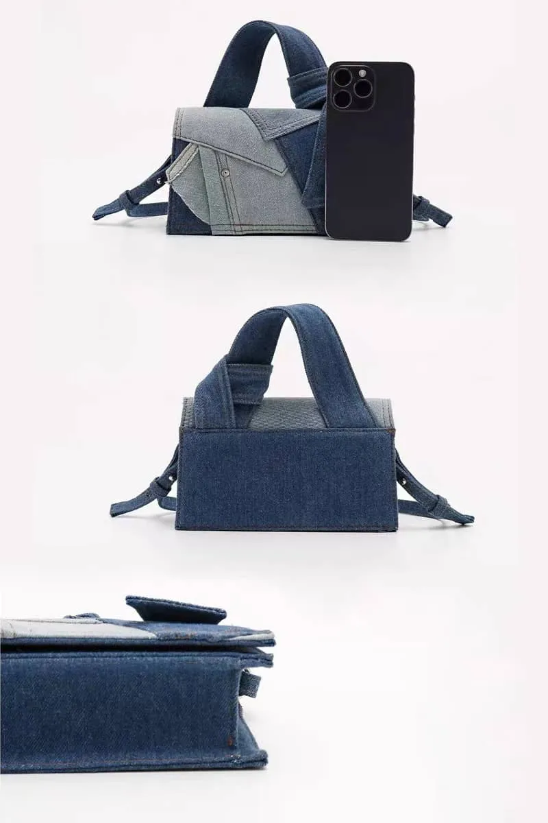 Denim small square bag casual shoulder bag