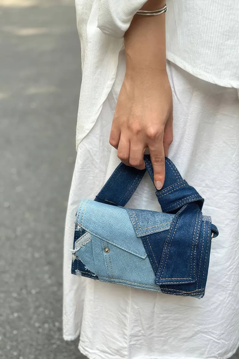Denim small square bag casual shoulder bag