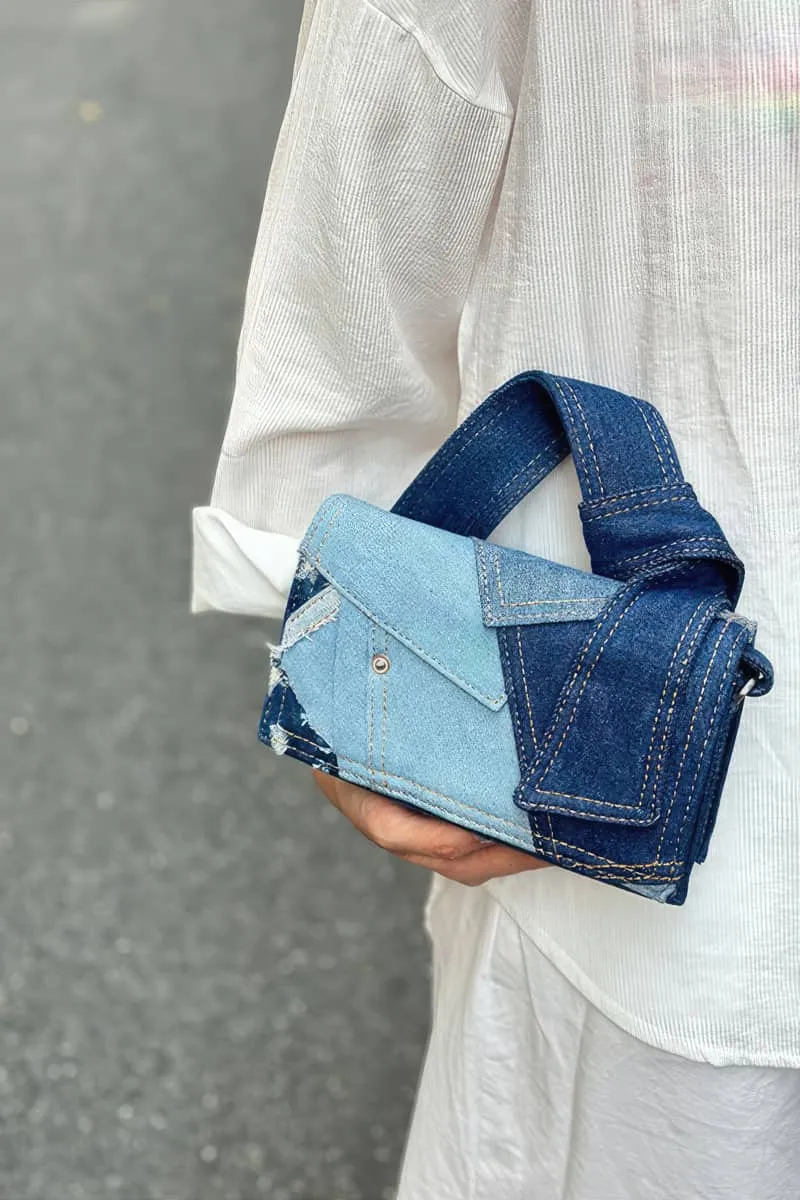 Denim small square bag casual shoulder bag