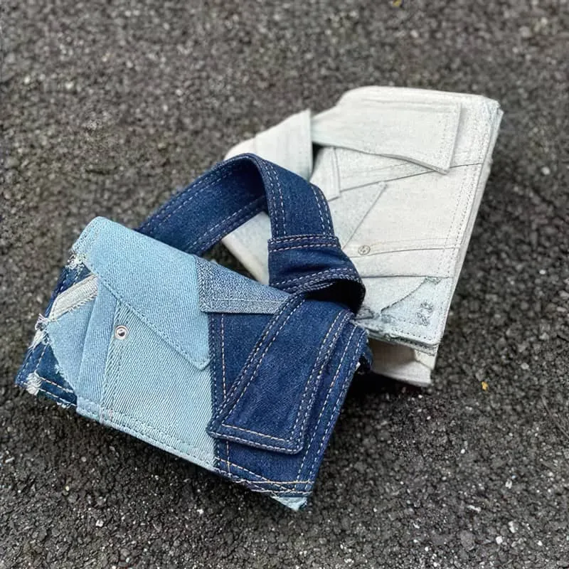 Denim small square bag casual shoulder bag