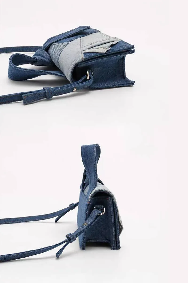 Denim small square bag casual shoulder bag