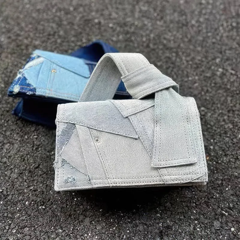 Denim small square bag casual shoulder bag