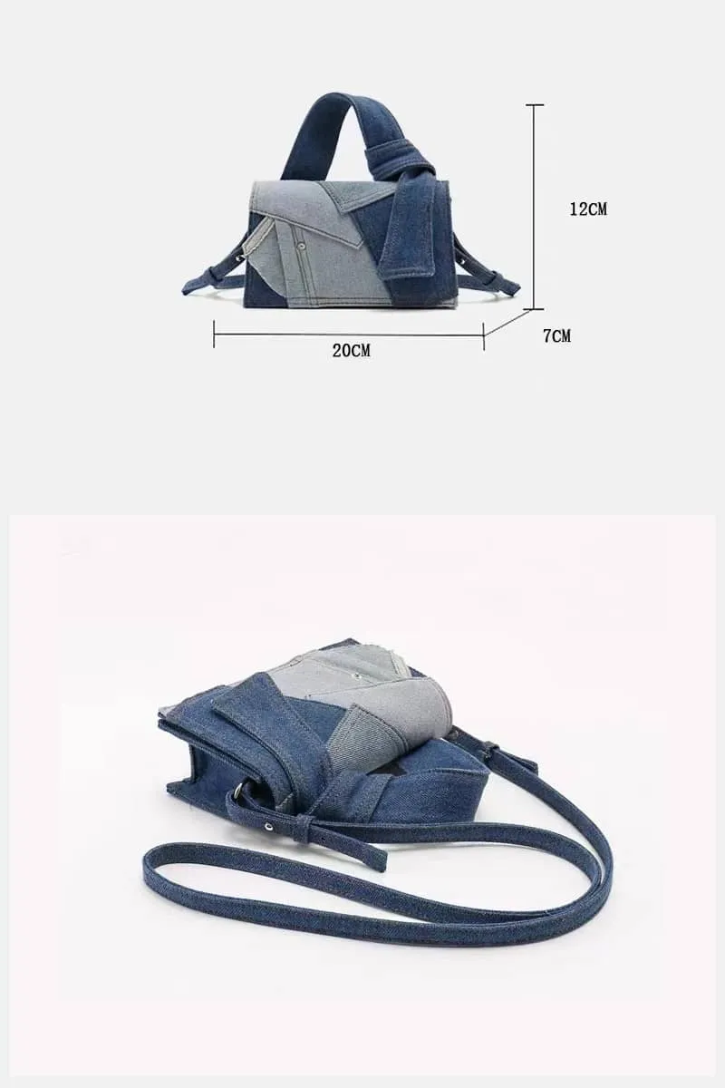Denim small square bag casual shoulder bag