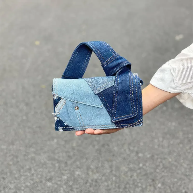 Denim small square bag casual shoulder bag