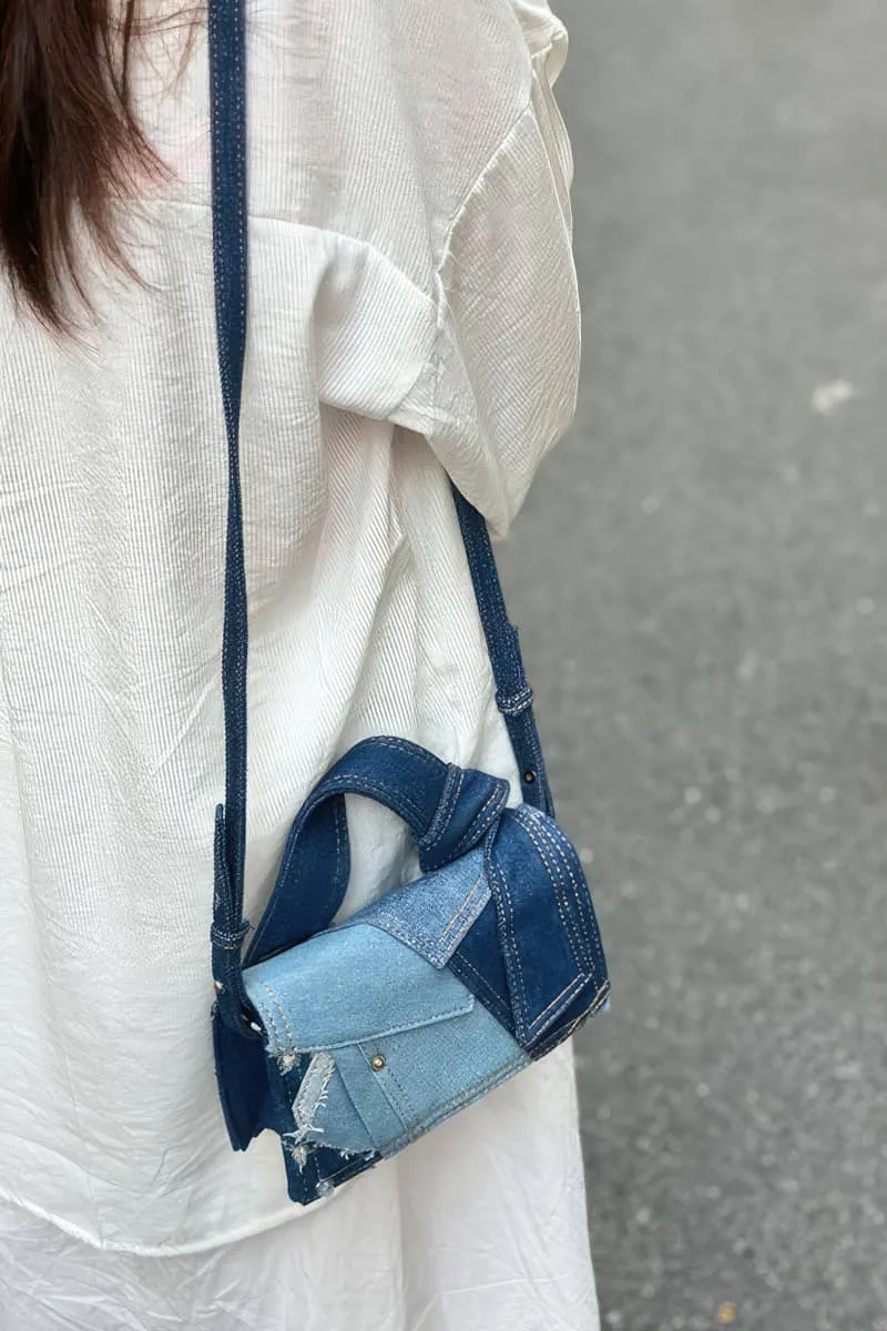 Denim small square bag casual shoulder bag