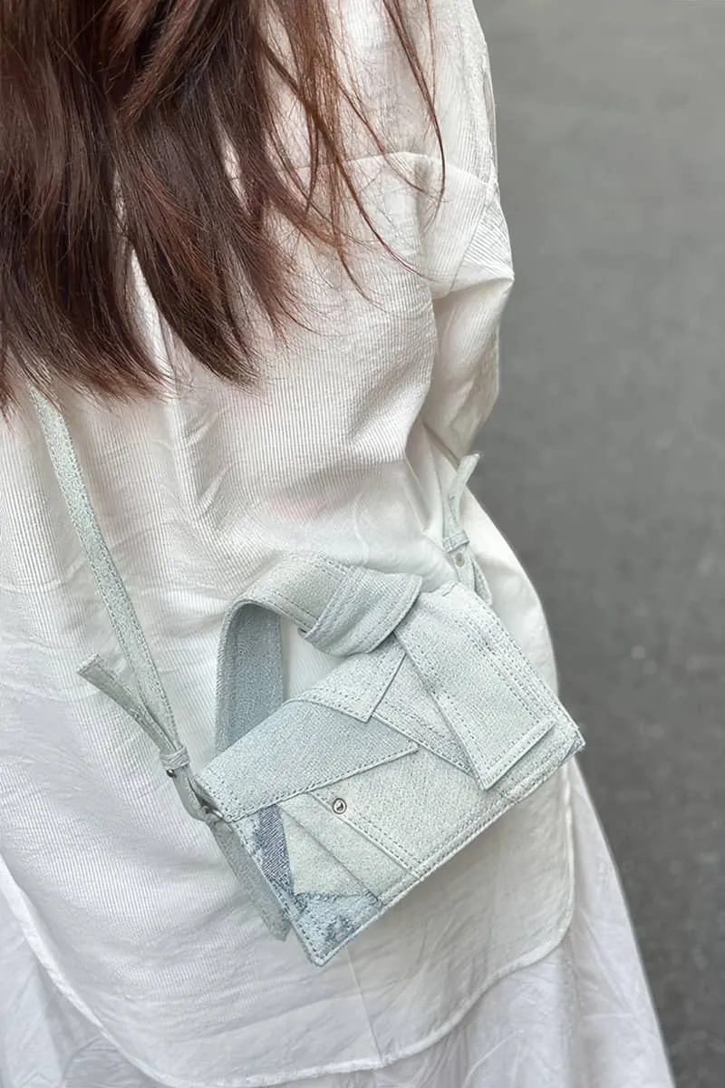 Denim small square bag casual shoulder bag