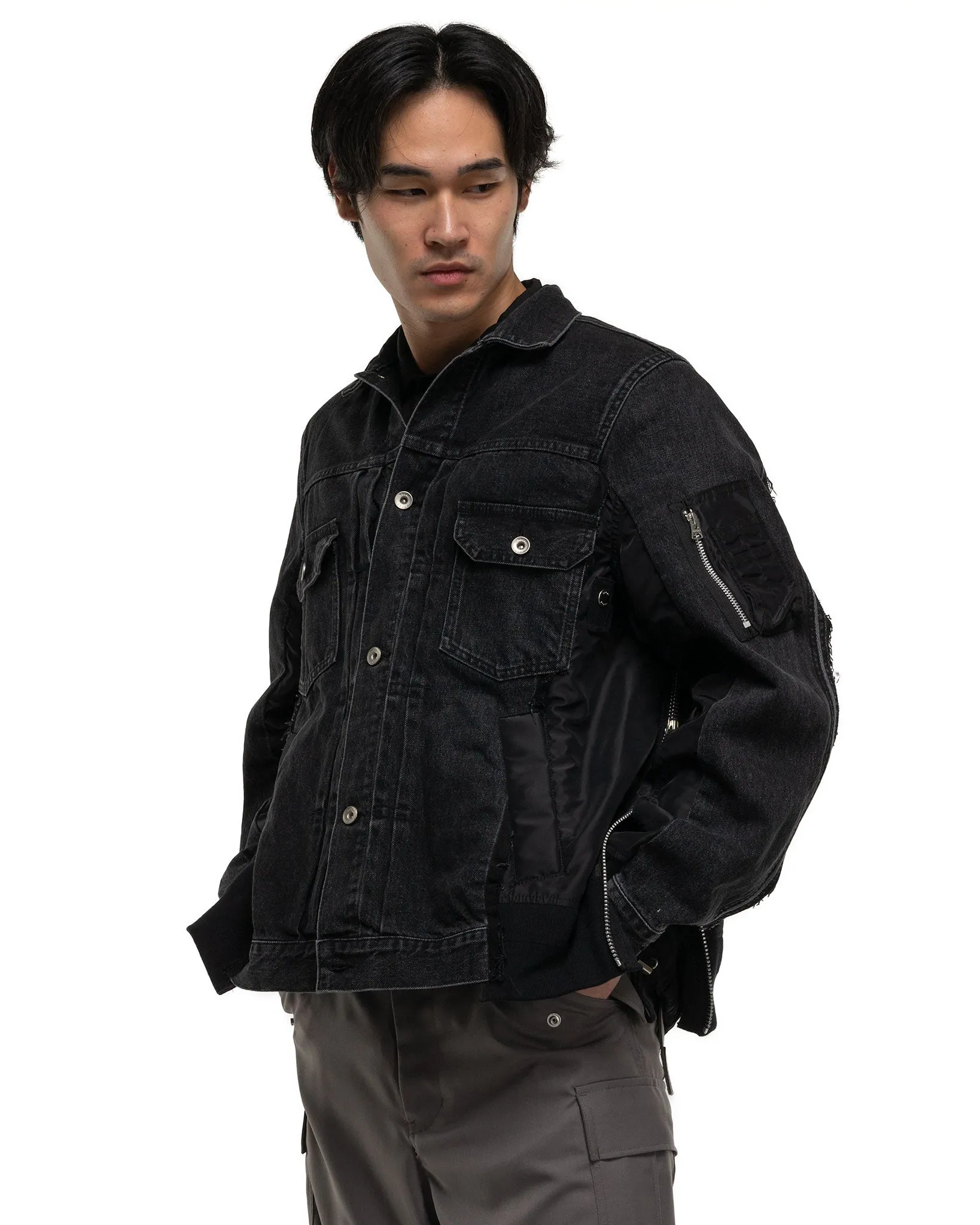 Denim x Nylon Twill Jacket Black