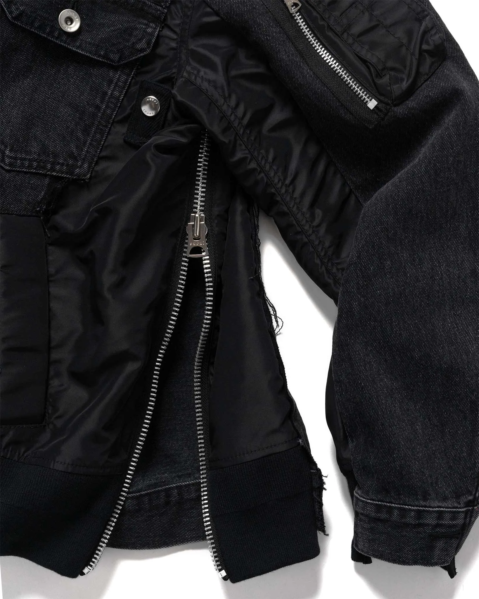 Denim x Nylon Twill Jacket Black