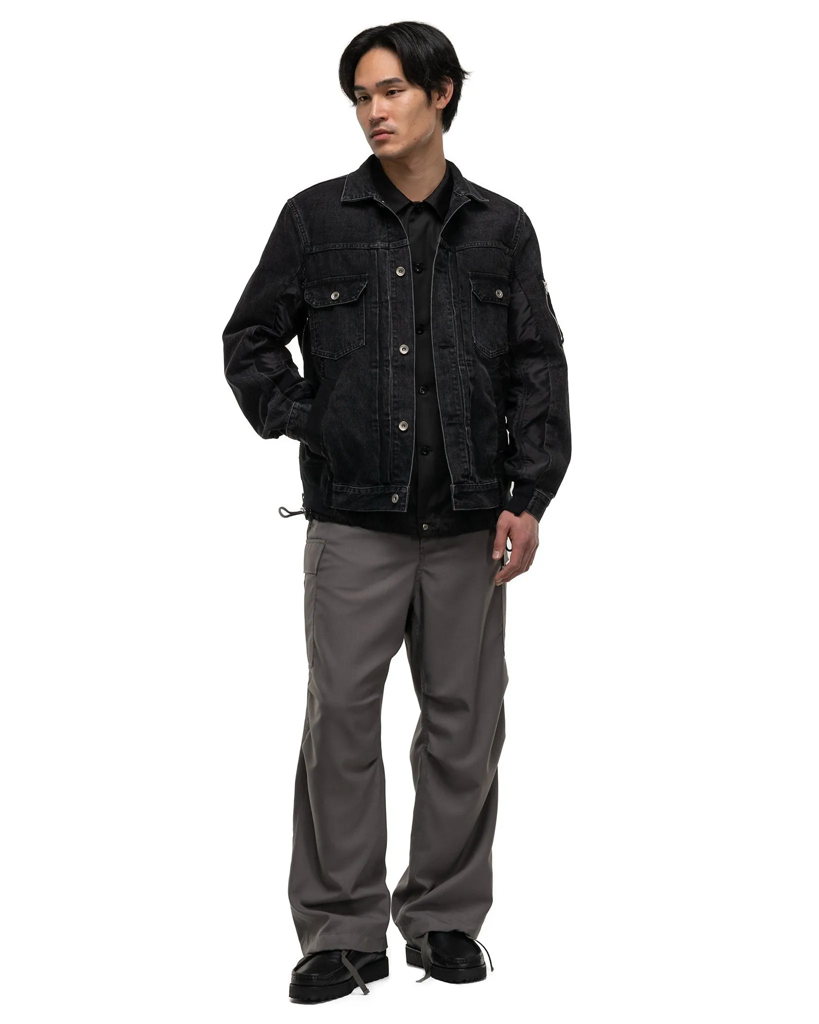 Denim x Nylon Twill Jacket Black
