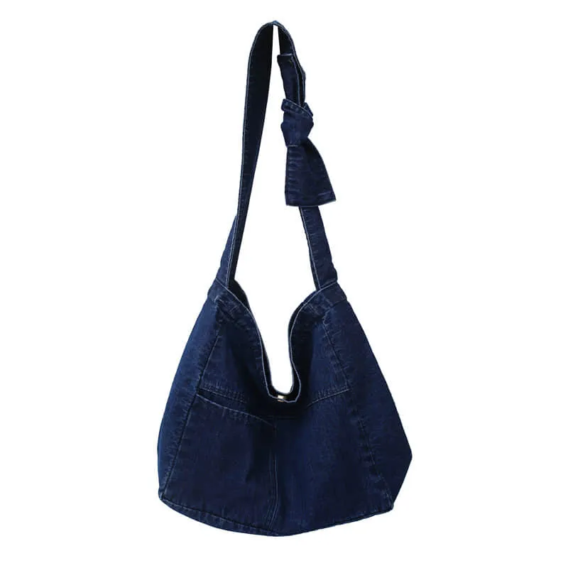 Large capacity denim crossbody bag