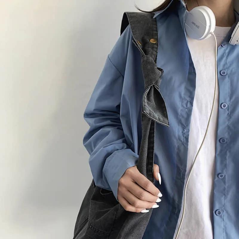 Large capacity denim crossbody bag