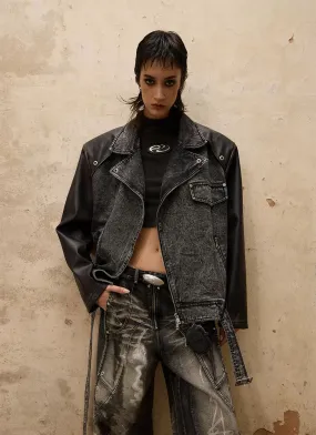 Motorcycle silhouette denim jacket