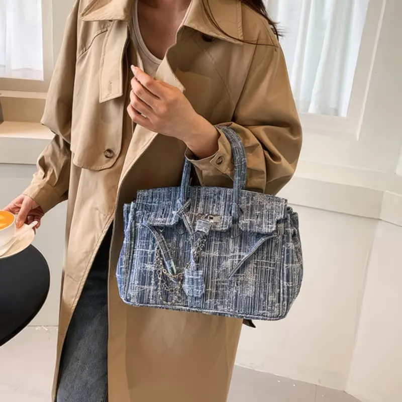 Niche personalized shoulder bag denim tote bag