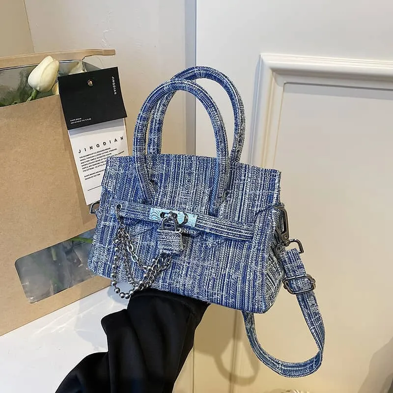 Niche personalized shoulder bag denim tote bag