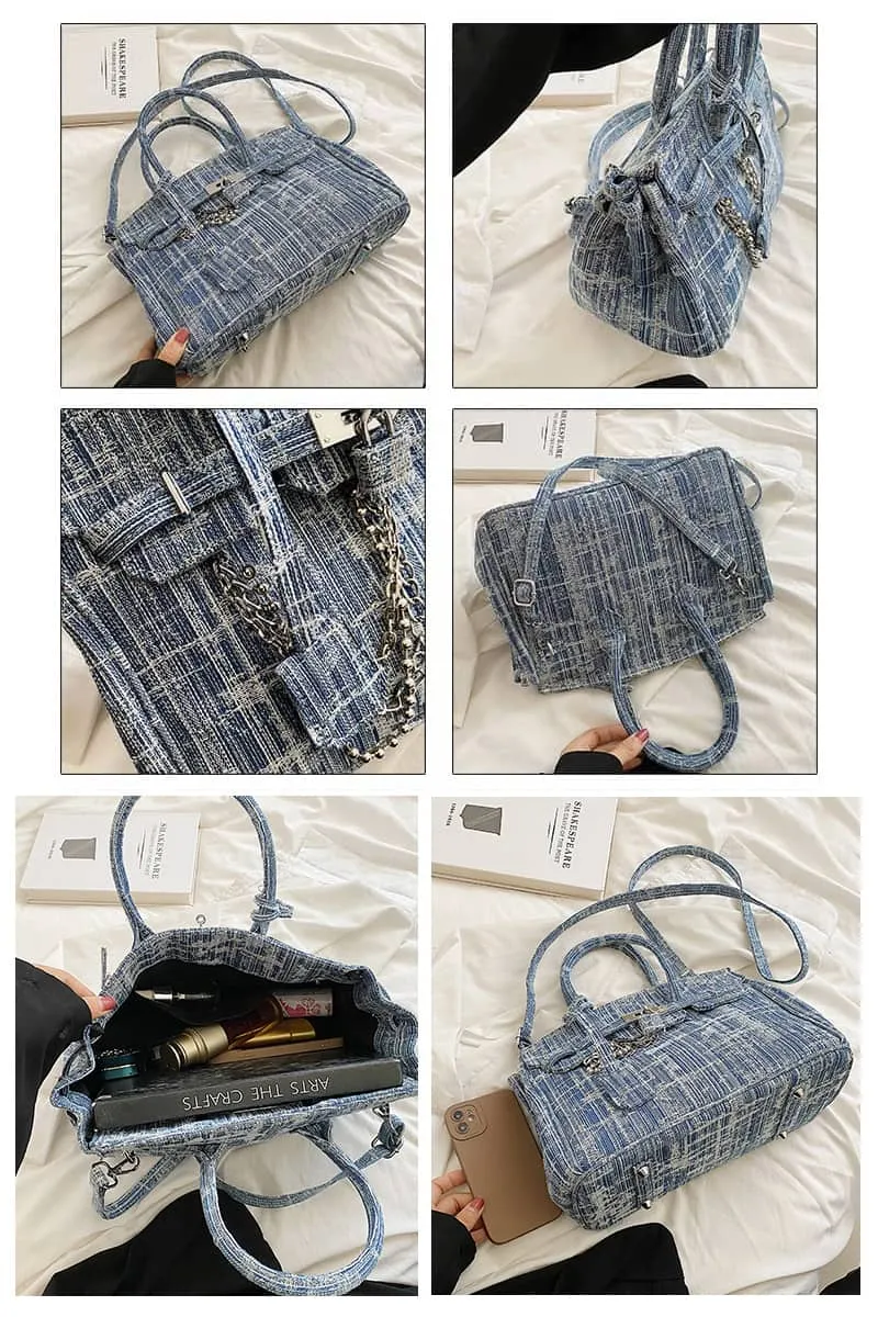 Niche personalized shoulder bag denim tote bag