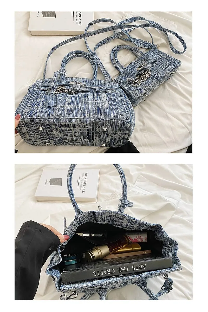 Niche personalized shoulder bag denim tote bag