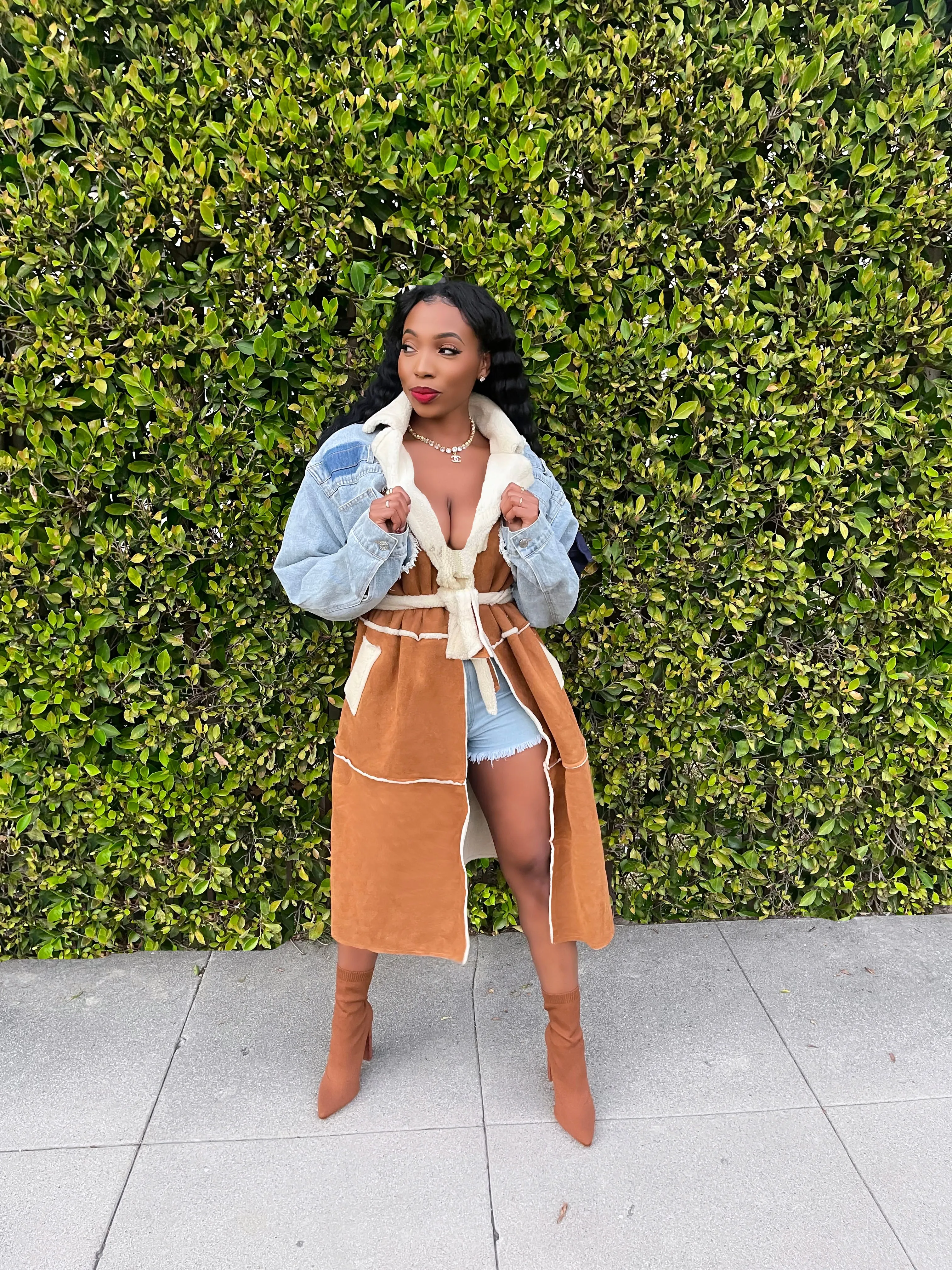 “Patched Up” Denim Trench Coat