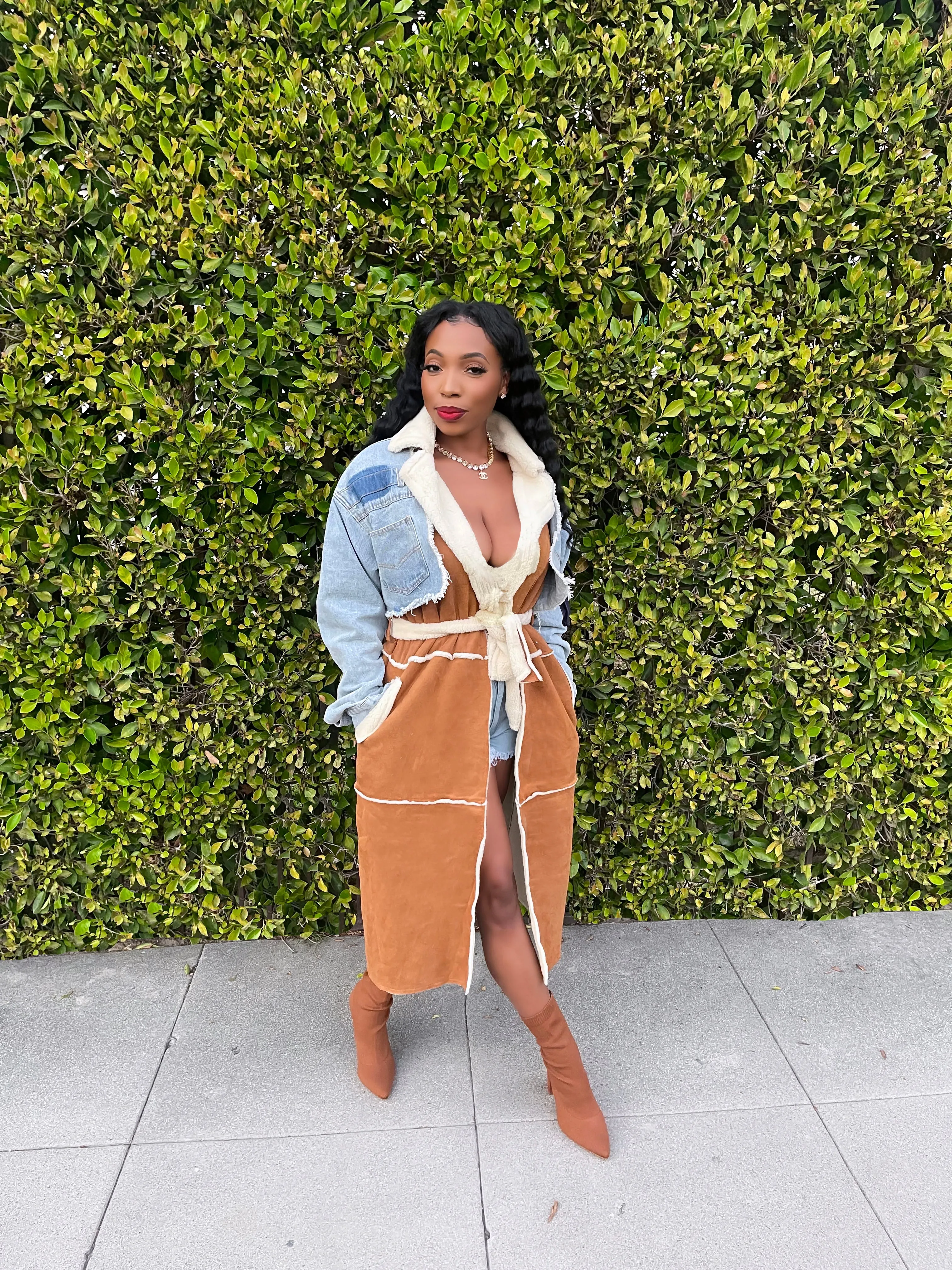 “Patched Up” Denim Trench Coat