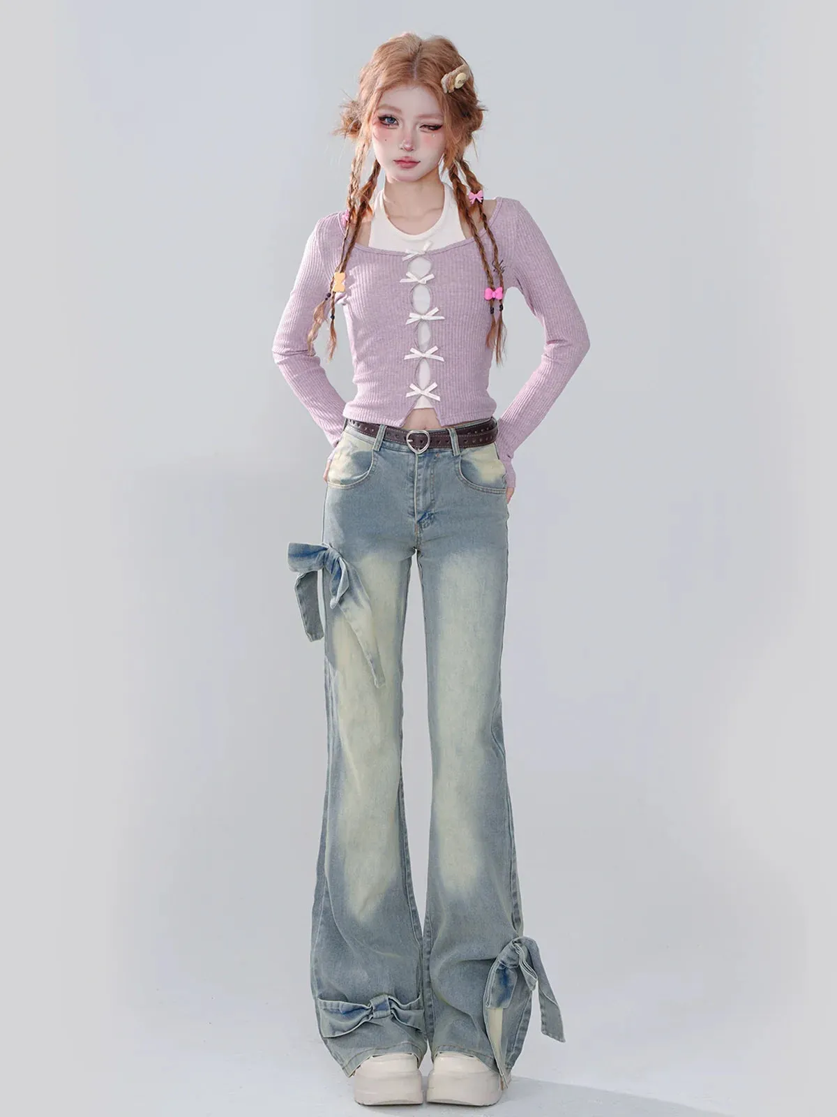 Ribbon Light Slim Design Denim Blue