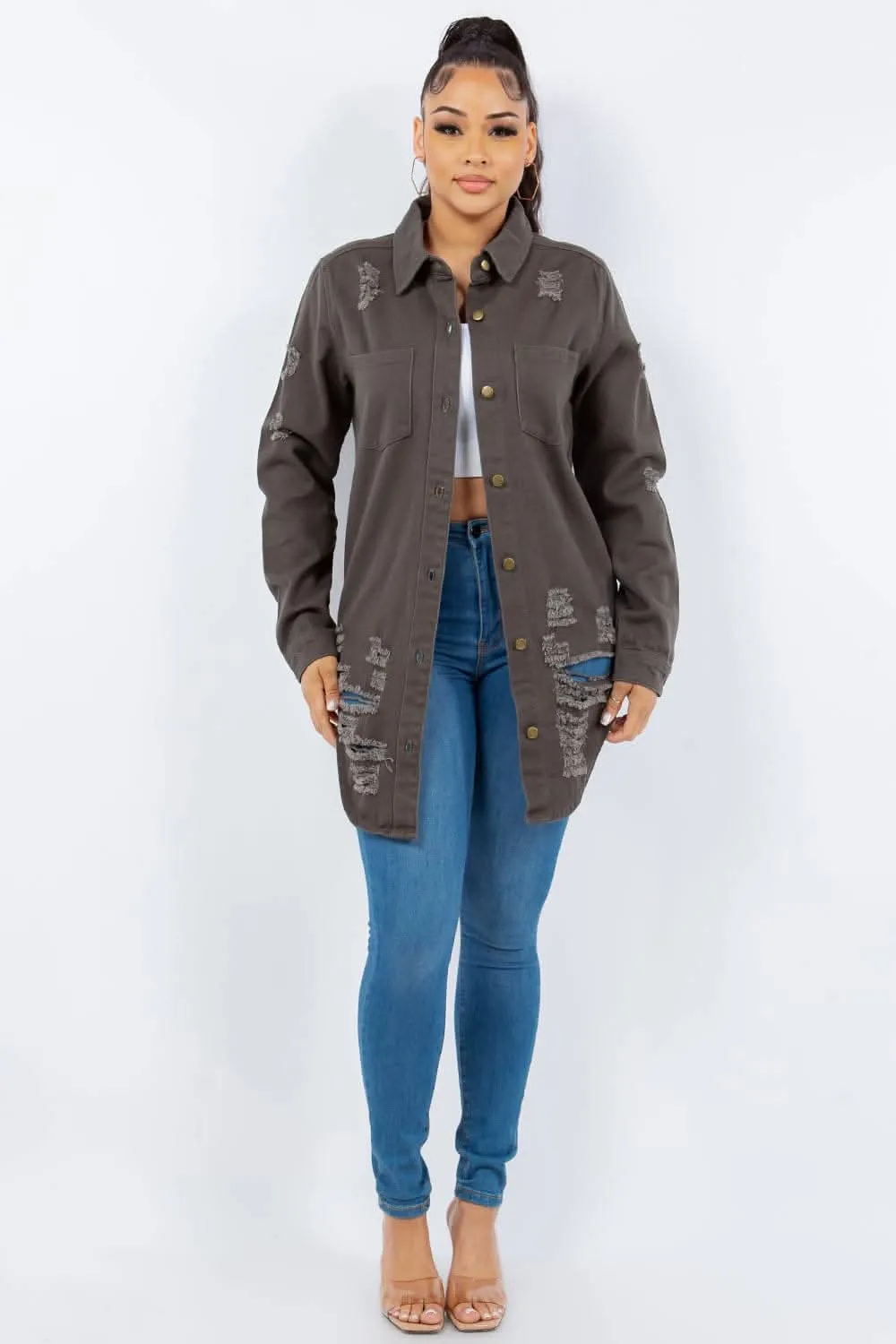Stylish distressed denim jacket