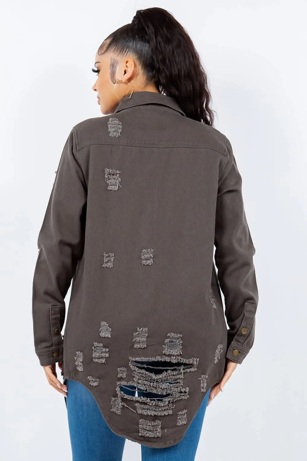 Stylish distressed denim jacket