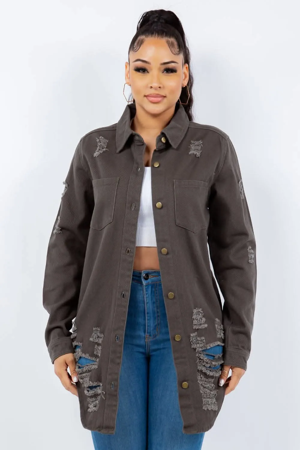 Stylish distressed denim jacket