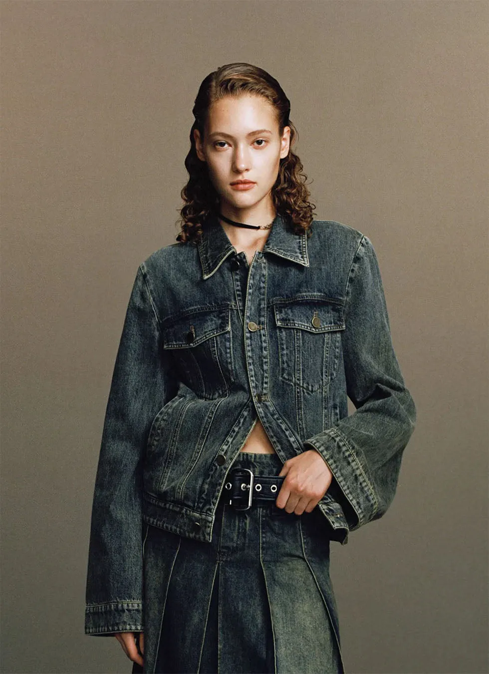 Unisex wide sleeve denim jacket