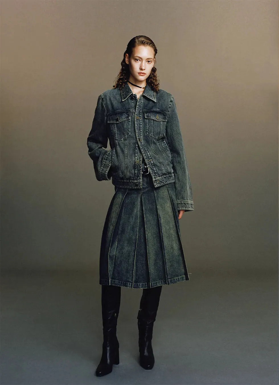 Unisex wide sleeve denim jacket