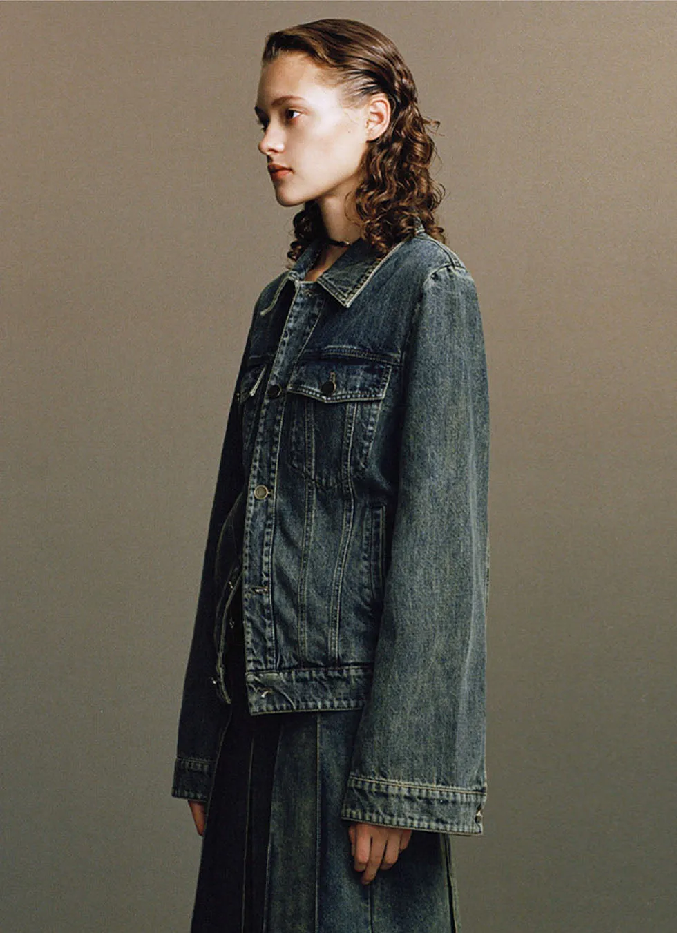 Unisex wide sleeve denim jacket